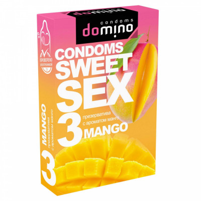 ПРЕЗЕРВАТИВЫ "DOMINO" SWEET SEX MANGO 3штуки (оральные)